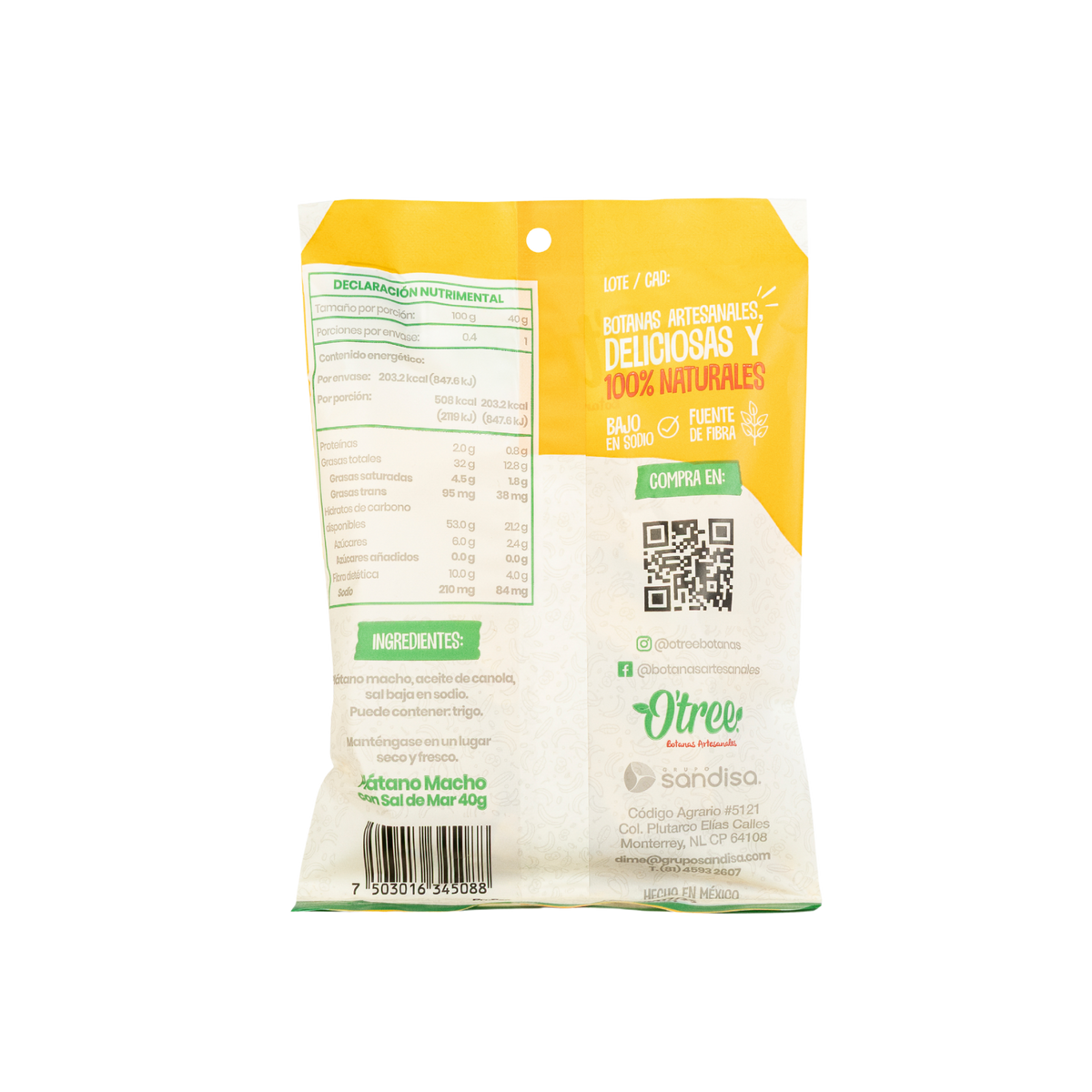 O'Tree Chips de Plátano con Sal de Mar
