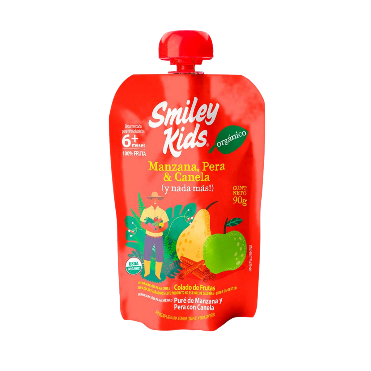 Papilla Orgánica Smiley Kids Manzana + Pera + Canela