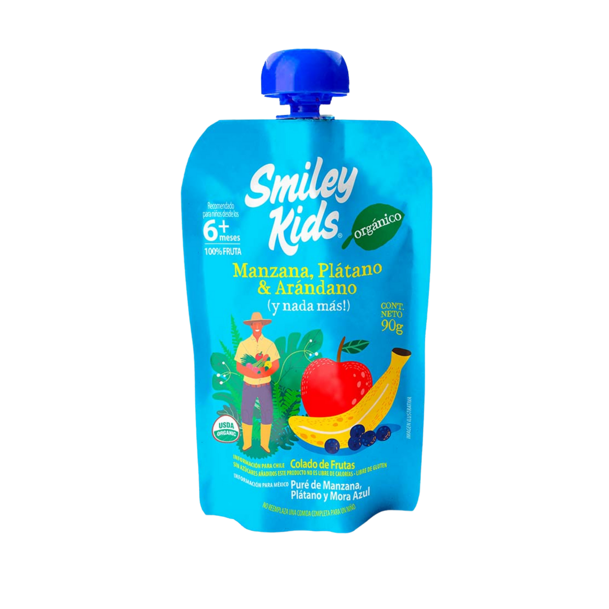 Papilla Orgánica Smiley Kids Manzana + Plátano + Arándano